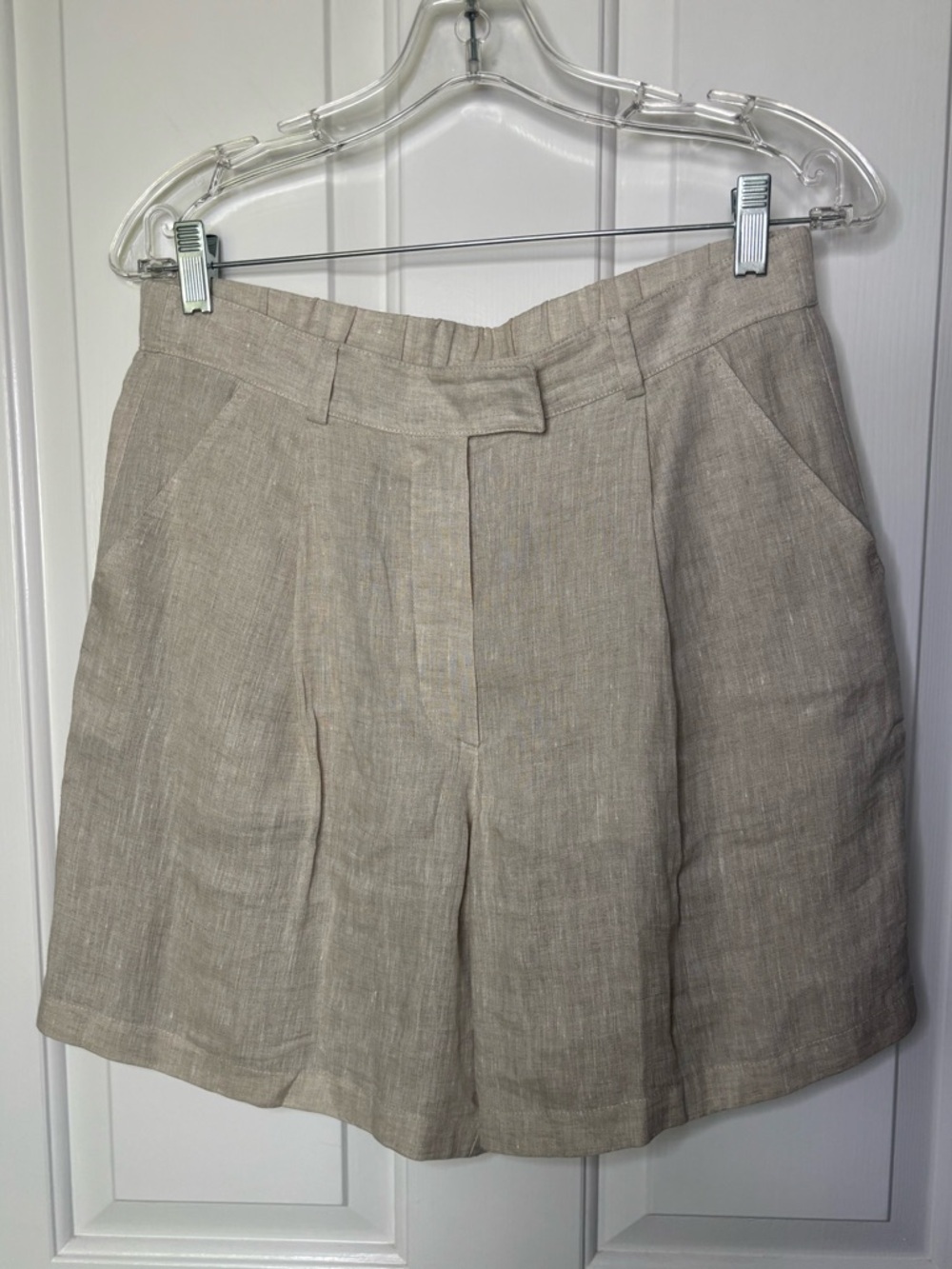 NWT BRUNELLO CUCINELLI Classic Women's Linen Bermuda Shorts in Beige size L